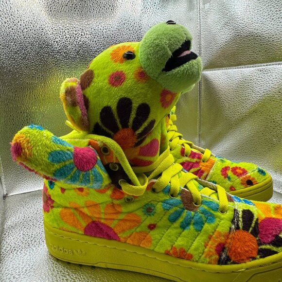 Size 6 Adidas‎ Jeremy Scott Teddy Bear Mens Green Athletic Sneakers G61076 - Picture 2 of 10